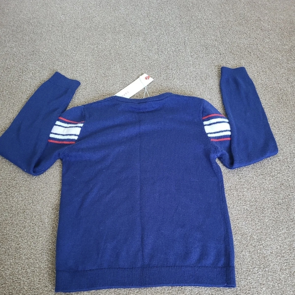ESPRIT Jumper, Sweater Girls Blue Chevron Print Viscose Blend 6/7 Years NWT - Picture 2 of 5